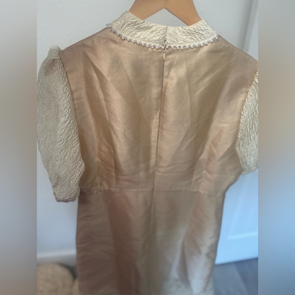 DREAM Sister Jane Satin Jacquard Lace Mini Dress In Gold - Picture 4 of 14